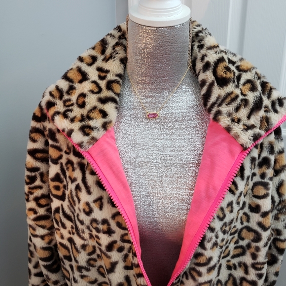 💥Sale LEOPARD PRINT CROPPED JACKET/PINK TRIMMING - Picture 4 of 6